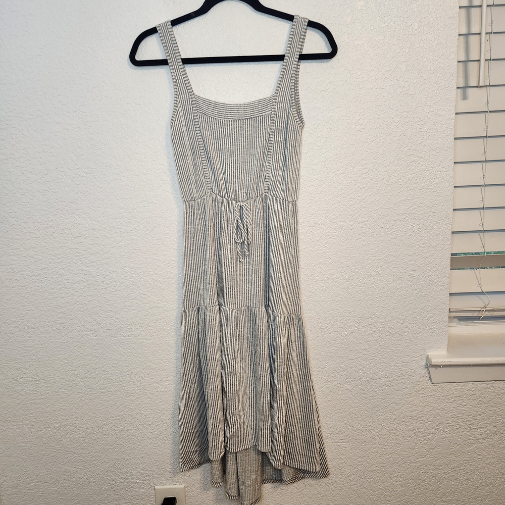 Caution To The Wind Sleeveless Dress Women’s S Gray White StripedSundress